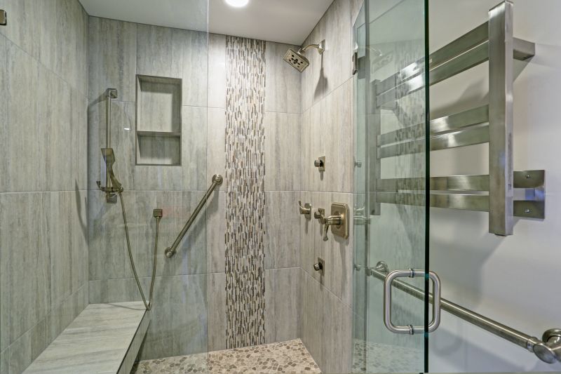 Shower with Vertical Waterfall Feature